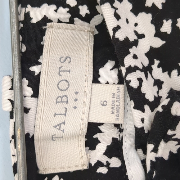 Talbots ankle pants black with white floral pattern - Picture 2 of 8